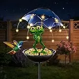 IWTBNOA Outdoor Solar Frosch Garten Futterhaus, Solar Frosch Statue Deko für Draußen mit Wasserdicht Lichterketten, Lustig Frösche EIN Schirm Figurch, Rasen/Teich/Haus/Für Terrasse Ornamente Geschenk