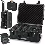 KESSER Kamerakoffer Transportkoffer Fotokoffer Werkzeugkoffer mit Schaumstoff, Hartschalen-Universalkoffer mit Rollen Teleskopgriff, Wasserdicht Trolley, Wetterfest, Stoßfest 56x46x27cm(46L), Schwarz