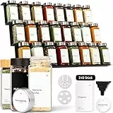 KIVY Gewürzregal mit Gläsern | inkl. 24 Gewürzgläser mit Etiketten - Verstellbare Breite - Gewürz Organizer Schublade - Gewürz Schubladeneinsatz Gewürze Aufbewahrung - Gewürzeinsatz Schublade