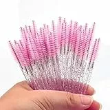 Divono Wimpernpinsel, Wimpernspulen, Augenbrauenpinsel, Spiral-Mascara-Stäbe, weiches Pinselhaar, tragbar, geeignet für Reisen, Reisen und Outdoor-Make-up, Rosa, 100 Stück