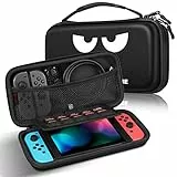 FINTIE Tasche für Nintendo Switch/Switch OLED Modell - Tragetasche Aufbewahrungstasche Hülle Case mit 10 Spielkartenhaltern und Haltegurt für Nintendo Switch Konsole und Zubehör, Don't Touch