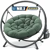 KESSER® Hängesessel mit Gestell Bali Hängeschaukel Hängestuhl bis 150kg für Indoor und Outdoor + Kissen & Seitentasche Hängekorb Stahlgestell & Schaumstoff Sitzpolster