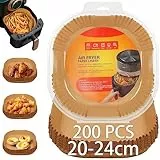 Owelth Backpapier für Heißluftfritteuse 20-24cm, 200 Stück Airfryer Backpapier Eckig, Antihaft Ölfest Einweg-papiereinsatz, Air Fryer Paper Zubehör Papiereinlagen für Ofen Bratpfanne Mikrowelle