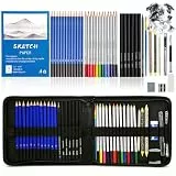 Zeichnen Bleistifte Zeichenset 43teiliges - Art Bleistift Set mit Skizzenstifte Buntstifte Graphit Pencils Kohlestifte Profi Zeichenstifte fuer Erwachsene Kinder und Kuenstler Drawing Colouring Sketch