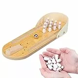 Relaxdays Tischbowling Tischkegelspiel Natürliches Massivholz Wichtelgeschenk Ungiftige Farbe Büro-Gadgets Teenager, Jungen, Weihnachtsstrumpffüller Schrottwichteln Geschenke Geschicklichkeitsspiele