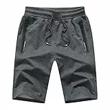 Tansozer Kurze Hosen Herren Sport Sommer Jogging Baumwolle Gym Shorts Fitness Sweatshorts Grau2001 L