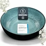 Steingut Servierschüssel Ibiza TESTSIEGER, Traumhafte Mediterrane Salatschüssel, Servierschale - Bowl Schüssel Groß, Salatschale - Pure Living in Petrol