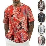 KOG T-Shirts für Herren Sommer Tshirt Kurzarm Shirt Grafik Drucken Sportshirt Baumwolle Oberteile Gutschein Junge Shirts Vintage T Shirts Teenager Business Arbeitsshirt Sale Rot S