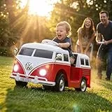 Actionbikes Motors Kinder Elektroauto VW T1 Camper Bus | 2,4 Ghz Fernbedienung - Lizenziert - Spielzeugauto - Kinderauto elektrisch - Elektrofahrzeuge - Elektro Auto für Kinder ab 3 Jahre (Rot)
