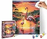Schipper Malen nach Zahlen – Flamingos - Bilder malen für Erwachsene, inklusive Pinsel und Acrylfarben, 24 x 30 cm
