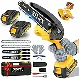 Mini-Kettensäge 6 Zoll Akku-Kettensäge mit 2*2000mAh Akku 21V Elektro-Kettensäge mit Ölsystem und Sicherheitsschloss Handheld Kleine Kettensäge für Holzschneiden Baumtrimmen Gartenarbeit