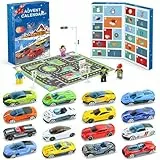 Adventskalender 2025 Kinder Spielzeugauto, Mini Racers Adventskalend 24 Tage Weihnachtskalender Spielzeug Exquisite Sportwagen Rennspielzeug Rennstrecken-Spielmatte geschenk Jungen Mädchen