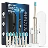 Sonic Elektrische Zahnbürste Schallzahnbürste für Erwachsene - PHYLIAN H8 Ultraschallzahnbürste mit Halter Reiseetui, Sonic Zahnbürsten Elektrisch mit 8 köpfe, Timer, 5 Modi