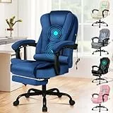 ALFORDSON Chair Bürostuhl, Computer-Schreibtischstuhl, Gaming-Drehstuhl für Computer-Arbeitstisch, ergonomisches Hochlehnerkissen, Lordosenstütze mit Rollen, Wildleder, Blau