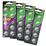 GP Extra Lithium Knopfzellen CR2032 3V | 40 Stück Batterien CR 2032 | 2032 Knopfzelle 3 Volt ideal als Airtag Batterie, für Autoschlüssel und vieles mehr