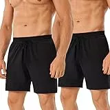 HOPLYNN 2er Pack Sporthose Herren Kurz mit Reißverschlusstasch Sport Short Laufhose Schnell Trocknend Schwarz L