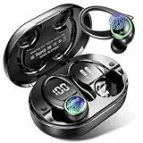 Kabellose Ohrhörer, Bluetooth 5.4 Kopfhörer mit 4 ENC Geräuschunterdrückungs-Mikrofon, 50H Spielzeit, Stereo, kabellose Ohrhörer mit LED-Anzeige, Over-Ear-Kopfhörer mit Ohrbügel, IP7 wasserdicht für