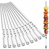 10 Stück Grillspieße lang Grillspieße aus Edelstahl 55cm Schaschlikspieße Lange Spieße für Fleisch Gemüse Stockbro BBQ Grillen Grillzubehör aus Edelstah (55cm)