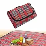 Quorlis Picknickdecken – Große Picknickdecke 150x200 cm, wasserdichte & maschinenwaschbare Picknickdecke, Faltbare Outdoor-Decke für Park, Garten, Strand & Camping, tragbar mit Tragegriff, Rot