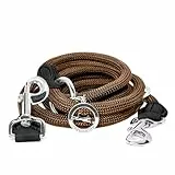 FREUDENTIER Hundeleine 3m verstellbar - Umhängeleine Hund - Führleine zum Umhängen für mittelgroße & große Hunde (braun)