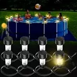 KUWUNG 8 Stück Solar Poolbeleuchtung für Frame Pools, Warmweiß LED Teichbeleuchtung Wasserdicht IP44, Solarleuchten Pool Licht für Außenbeleuchtung, Aufstellpool & Garten Deko