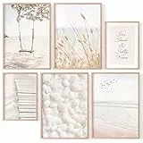 OHBIMBA® Sets Von 6 Poster & Kunstdrucke Zum Einrahmen - Bilder Wohnzimmer Wandbild - Boho Deko und Bild Schlafzimmer - Strand Wandbilder Wohnzimmer Größe 4x 30x40cm + 2x 21x30 cm