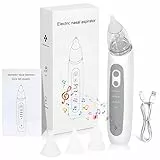 Nasensauger Baby Elektrisch, Nasenreiniger Wiederaufladbar mit 3 Saugstufe & 3 Silikon Tipps, Wiederaufladbar Mit Licht Und Musikfunktion, Anti Reflux Nasensekretsauger für Neugeborene, Kleinkinder