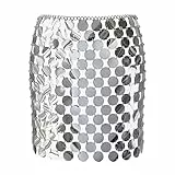 Damen Rock Boho Taillenkette Quaste Rock Pailletten Ketten Bauch Kristall Kette Bikini Körperzubehör Bauchketten Bauchgürtel Nachtclub Bikini Taillenketten Sandstrand Körperschmuck für Frauen,Silber