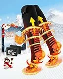 2025 Upgraded Beheizbare Socken, Wiederaufladbare Heizsocken mit 5000mAh 5V Akku, 3 Wärmeeinstellungen & 360° Heizung Beheizte Socken, Waschbare Beheizbare Socken Damen Herren für Ski Jagen Wandern M