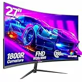 Gawfolk 27 Zoll Curved Gaming Monitor 165Hz/ 180Hz, PC Bildschirm Full HD 1080P, Rahmenloses 1800R Computerbildschirm mit FreeSync und Eye Care Technologie, unterstützt VESA