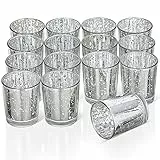 THE TWIDDLERS - Set von 15 Premium gesprenkelten Teelichthaltern - 5x6cm Glas-Kerzenhalter - Heimdekoration, Tischdekoration, Küchenzubehör - Teelichtkerzen für weihnachtliches Ambiente (Silber)