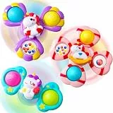 Pourbibi Saugnapf Spielzeug Baby - Badewannenspielzeug, badespielzeug Baby ab 1 Jahr, Drehspielzeug für Hochstuhl & Reise, sensorische Spielzeug für Kleinkinder 1-3 Geburtstagsgeschenk