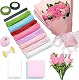 IJIAMY 500 Stück Pfeifenreiniger Blumen Set, Pfeifenputzer Blumen Zum Basteln, Mit Grüne Blumenstöcke, Klebebandrollen, Klebestifte (Rosa)