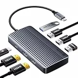 Docking Station USB C: 7in1 Dockingstation Laptop 2 Monitore mit 4K, USB C Hub mit 5Gbps USB 3.0 & 3*USB 2.0, 100W Power Delivery, Docking Station für Dell, Windows Laptops, MacBook