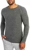 LEIF NELSON Herren Strickpullover Basic Rundhals Crew Neck Sweatshirt Langarm Sweater Feinstrick LN20729, Größe M, Anthrazit