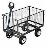 Sekey Bollerwagen Gartenwagen 550KG Belastbar, Transportwagen Transportkarre Gerätewagen mit Patentiertem Handgriff, Vollgummi-Luftreifen, Serie Titan, 200L, Grau