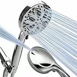 Sparkpod 10-Setting High Pressure Shower Head - Luxury 5' High Flow Hand Held Shower Head with High Pressure Jets - Premium Stainless Steel Hose and Bracket Included (Luxury Polished Chrome)