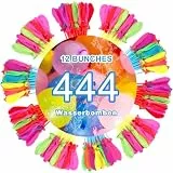 Wasserbomben Selbstschließend für Kinder Erwachsene, 444 Stück Wasserballons mit Wasserhahn Anschluss, 60 Sekunden Schnellfüller, Farbiges Wasserbombem für Poolparty, Wasserschlachten (444 Stück)