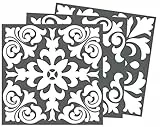 WALPLUS Klebefliesen Küche Selbstklebend Klebefolie Fliesenoptik 15x15cm Fliesensticker Bad Abnehmbare Selbstklebende Fliesen Küche Spanisch Renaissance Grau Weiß Fliesenaufkleber Badezimmer 24 Pcs