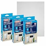 tesa Insect Stop Klett Fliegengitter für Fenster - Insektenschutz mit Klettband, zuschneidbar - Mückenschutz ohne Bohren - 3 x Fliegen Netz - 130 cm x 150 cm - Anthrazit
