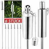 GARDEBRUKŽ Gartenfackeln für Draußen Öl 6er Set 330ml Edelstahl Metall Wetterfest 115cm Groß Outdoor Ölfackeln Docht Nachfüllbar Feuer Fackeln Boden