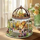 BuzzoXerex Miniaturhaus Bausatz mit LED Licht, DIY Holz Haus zum Selber Bauen für Erwachsene und Kinder, Mini Gewächshaus mit Möbeln, Kreatives Geschenk für Bastelliebhaber