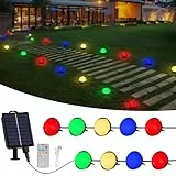 Litark Solar Bodenleuchten Aussen,Solarlampen für Außen Garten mit Fernbedienung,USB-aufladung,12m 30 led Solar Gartenleuchten für Outdoor Weg,Rasen,Hof,Gehweg Deko(Bunt)