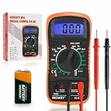 Digital Multimeter Voltmeter Batterietester Spannungsprüfer Durchgangsprüfer Ohm Volt Ampere Messgerät AC/DC Spannung Strom Widerstand Diode Transistor, Großes LCD Anzeige und Hintergrundlicht