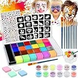 DazSpirit Körperfarben, Farben Kinderschminke Set Mit Palette, Bodypainting Farben Für Theaterschminke Faschingschminke Halloween Party (26 Farben)