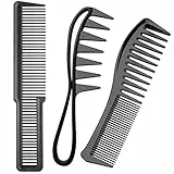 Kamm Kit, 3 Stück Styling Kamm für Männer und Frauen, Grober, Präzisionskamm und Doppelkanten Strähnenkamm für Locken, Starker, Langlebiger, Antistatischer Haarkamm (Schwarz)
