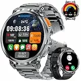 BENYAR SMART Militär Smartwatch Herren, 1.85' HD Großbildschirm, Taschenlampe, Anrufe, 120+ Sportmodi/Schrittzähler/Kalorien Fitnessuhr, Multifunktion Smartwatch für iOS Android, Schwarz