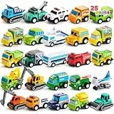 JOYIN 25 Stück Zurückziehen Stadtautos und Lastwagen Spielzeugfahrzeug-Set für Kleinkinder, Mädchen und Jungen, Kinderspielset, Aufziehautos, Spielzeugautos Set, Mini Auto Spielzeug ab 1 2 3 Jahre