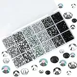 Canollo 12000 Stück Strasssteines Set, Schwarz und Weiße Glitzersteine mit flacher Rückseite zum Basteln, Glitzersteine Nägel, Strasssteine für Nägel Kleidung Gesicht Schuhe DIY Handwerk Geschenk