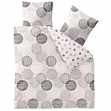 CelinaTex Touchme Biber Bettwäsche 200 x 200 cm 3teilig Baumwolle Bettbezug, Set, Bettgarnitur für Sommer und Winter, ganzjährig, pflegeleicht, Filia Punkte beige weiß grau anthrazit
